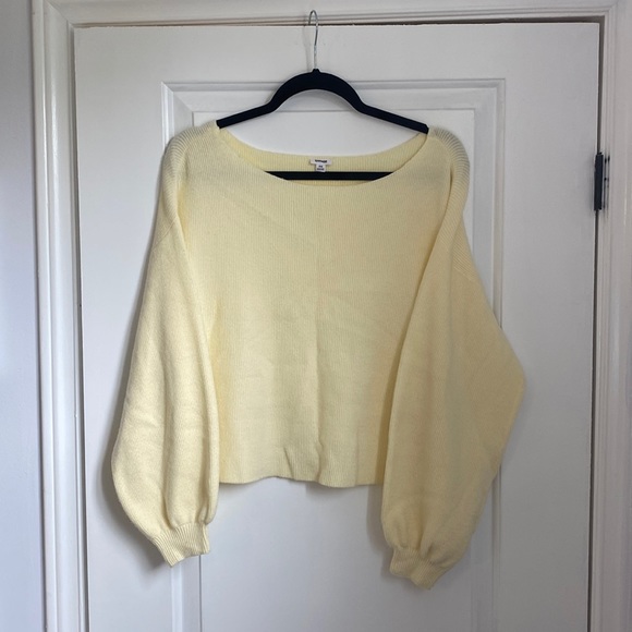 Stunning size S pale yellow bubble sleeve boat neck Garage sweater - Picture 1 of 4